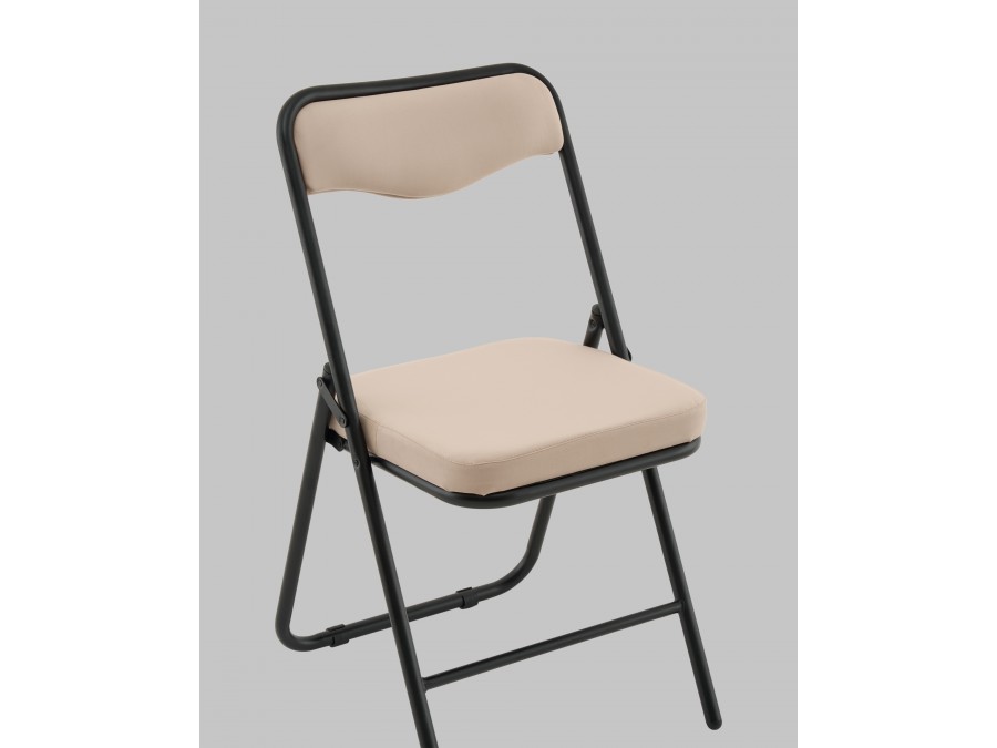 Стул складной Джонни велюр велютто бежевый каркас черный матовый
