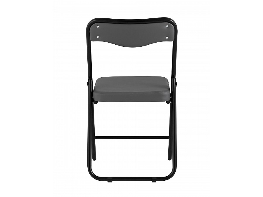 Складной стул Джонни экокожа серый каркас черный матовый