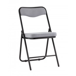 Складной стул Джонни велюр серый каркас черный матовый