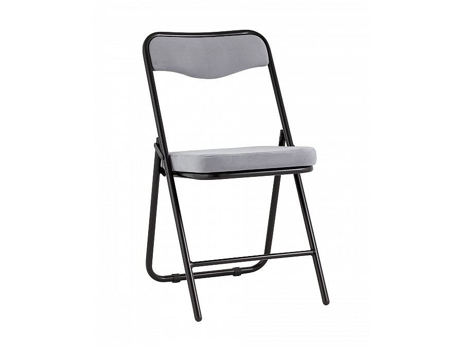 Складной стул Джонни велюр серый каркас черный матовый