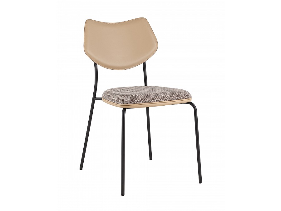 Стул обеденный Casey серо-коричневый с бежевой экокожей