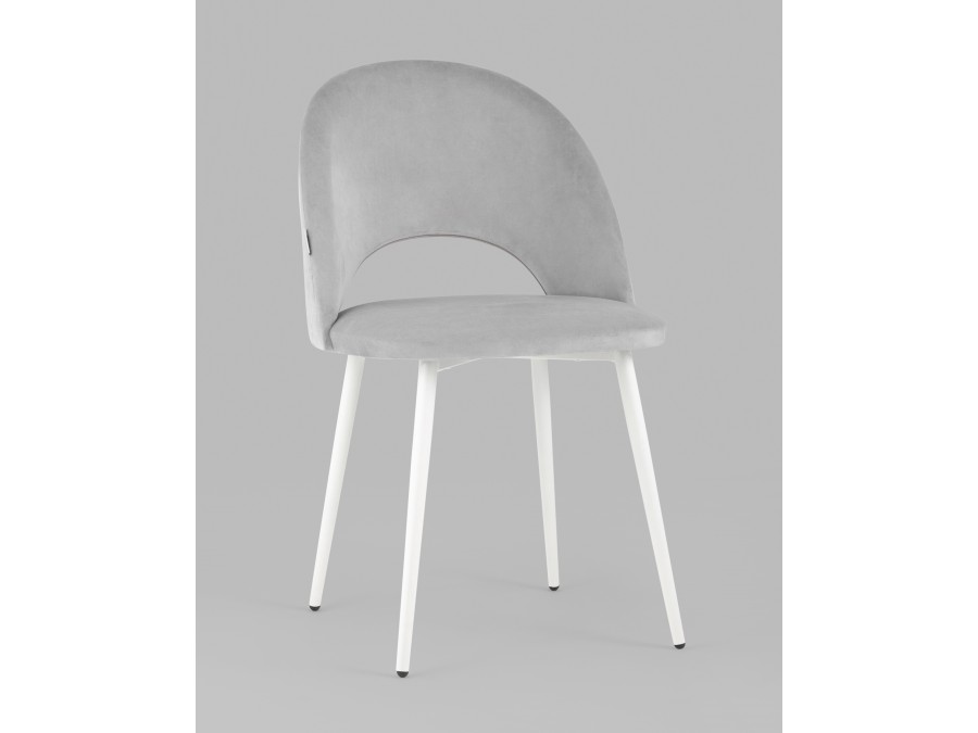 Стул Меган SN велюр светло-серый белые ножки