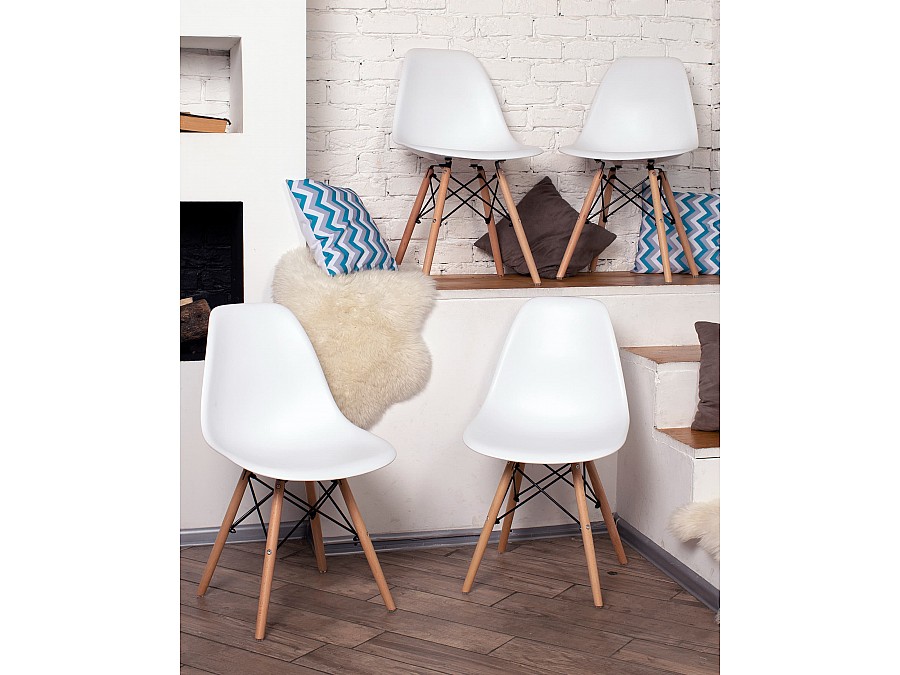 Стул Eames Style DSW белый (разборный каркас)