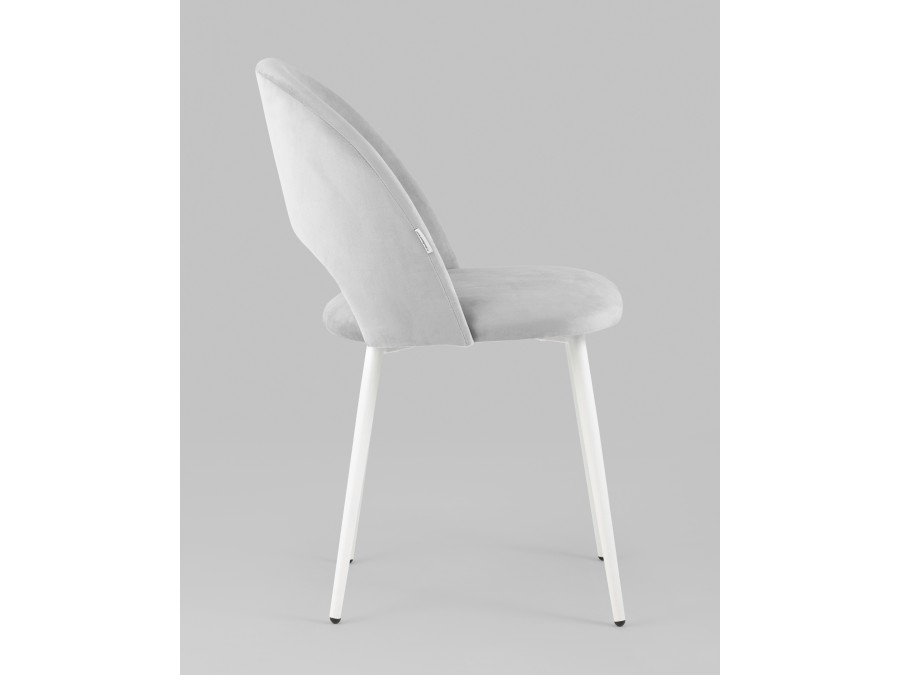 Стул Меган SN велюр светло-серый белые ножки