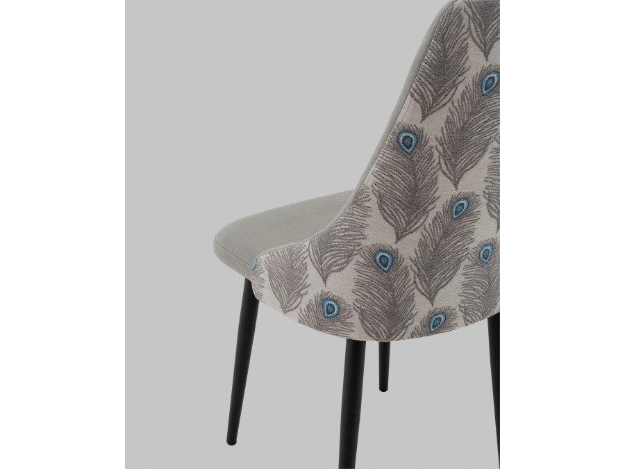 Стул Касаденика велюр серый, спинка гобелен перья