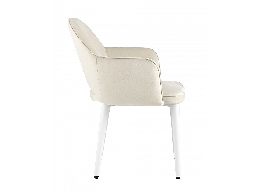 Стул Венера велюр кремовый ножки белые