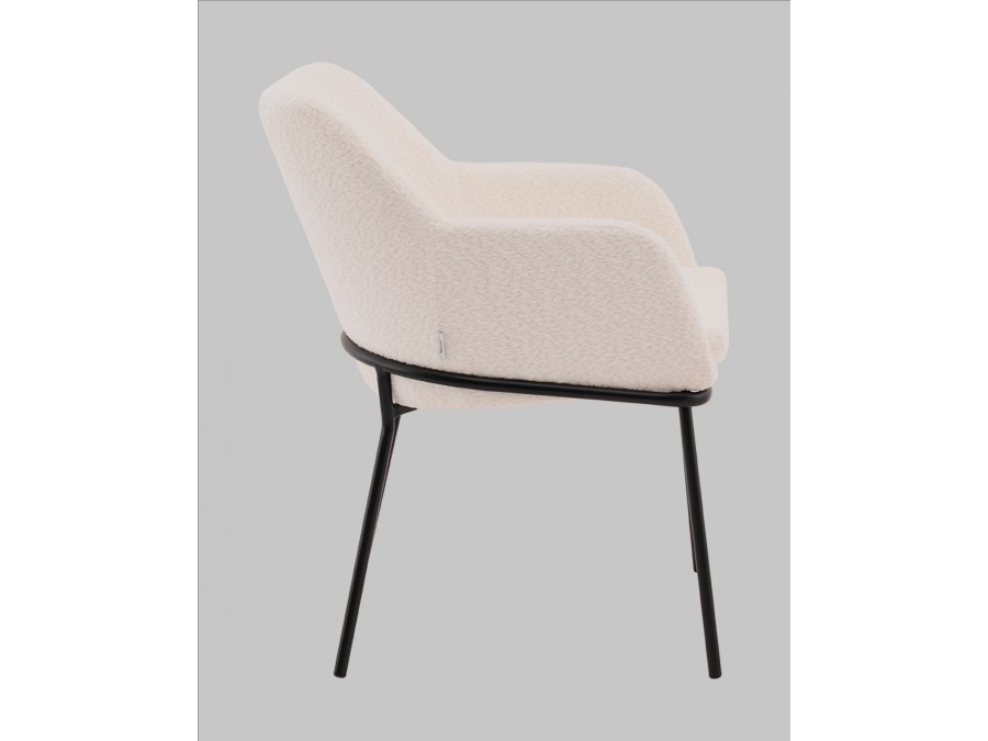 Стул с подлокотниками Кози new ткань букле молочный