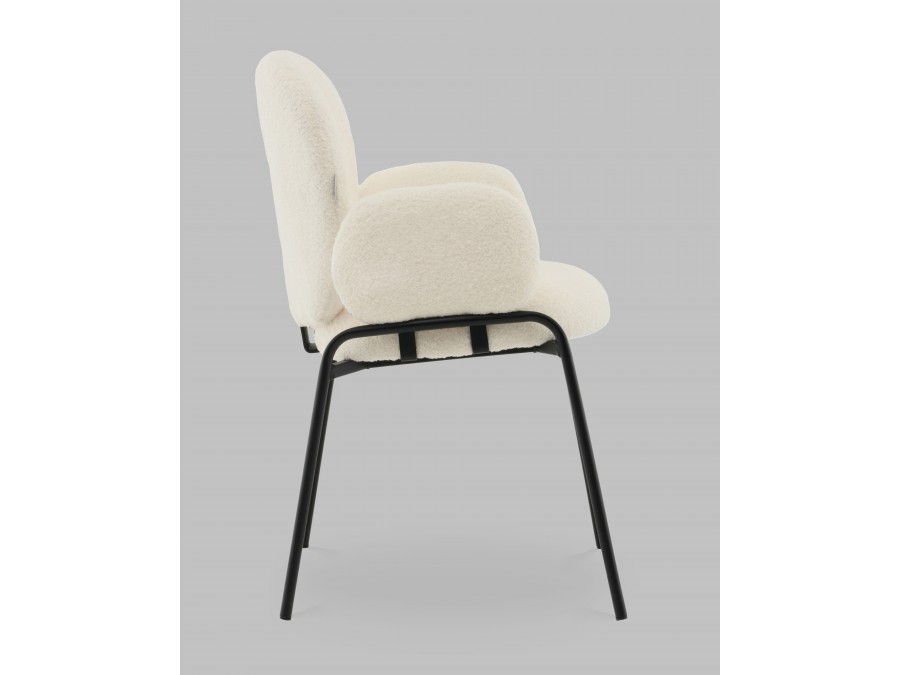 Стул с подлокотниками Моллек букле молочный