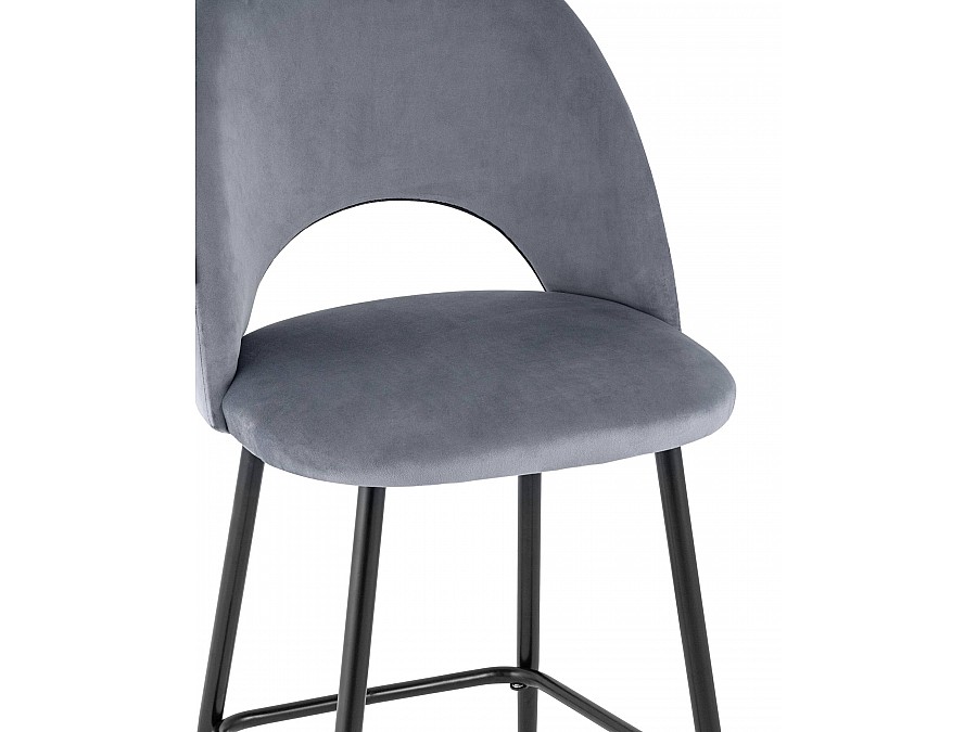 Стул барный Меган велюр серый