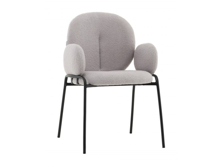 Стул с подлокотниками Моллек букле светло-серый
