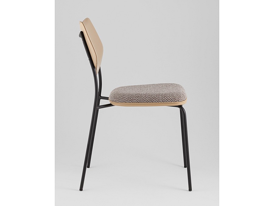 Стул обеденный Casey серо-коричневый с бежевой экокожей