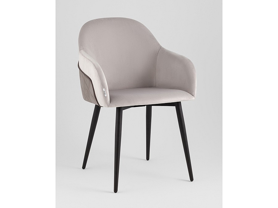 Стул Новел New велюр светло-серый с темно-серой спинкой
