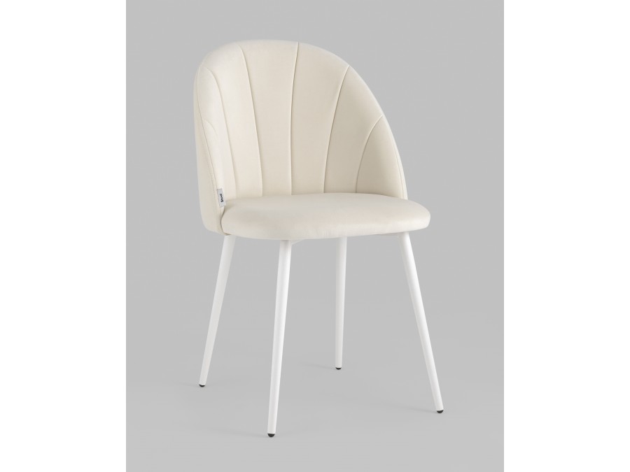 Стул Логан SN велюр молочный белые ножки