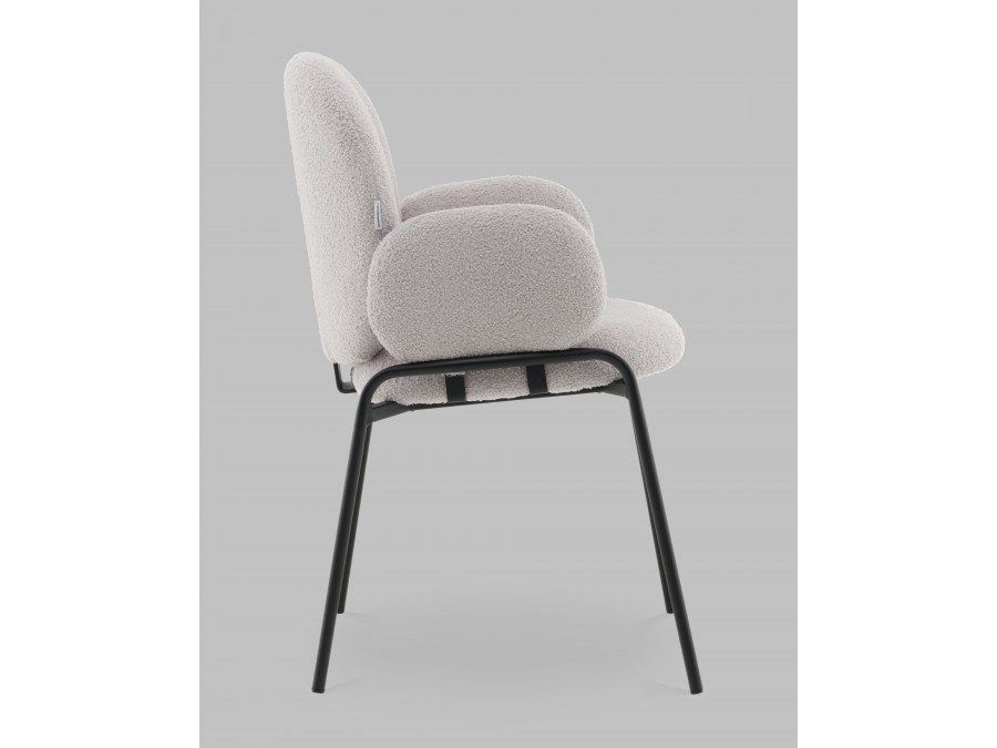 Стул с подлокотниками Моллек букле светло-серый