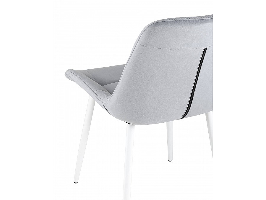 Стул Флекс велюр светло-серый белые ножки