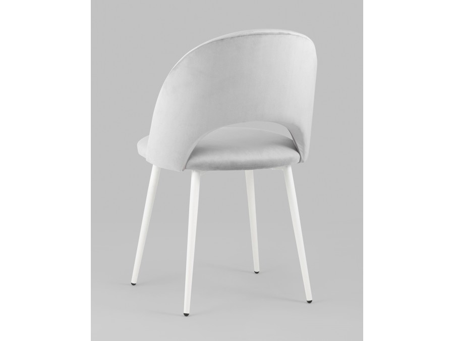 Стул Меган SN велюр светло-серый белые ножки