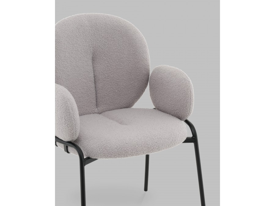 Стул с подлокотниками Моллек букле светло-серый
