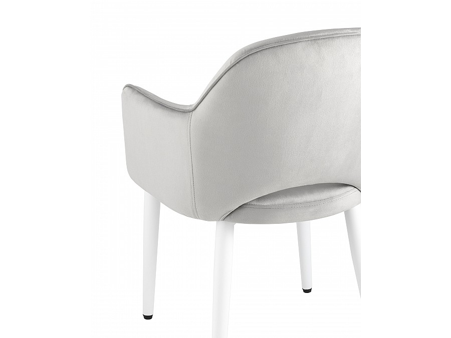 Стул Венера велюр серый ножки белые