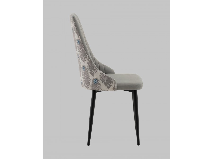Стул Касаденика велюр серый, спинка гобелен перья
