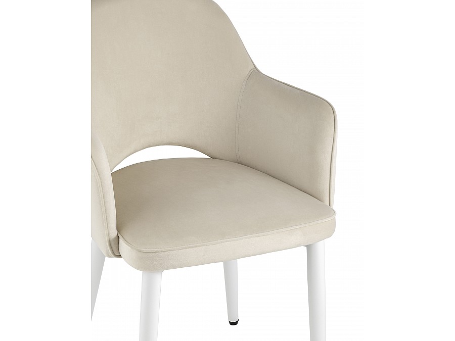 Стул Венера велюр кремовый ножки белые
