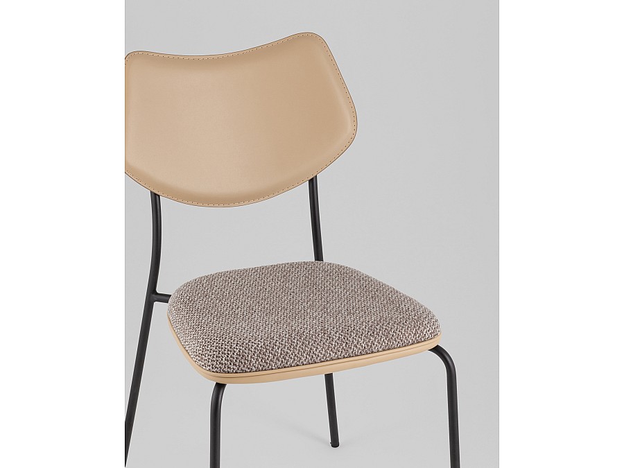 Стул обеденный Casey серо-коричневый с бежевой экокожей