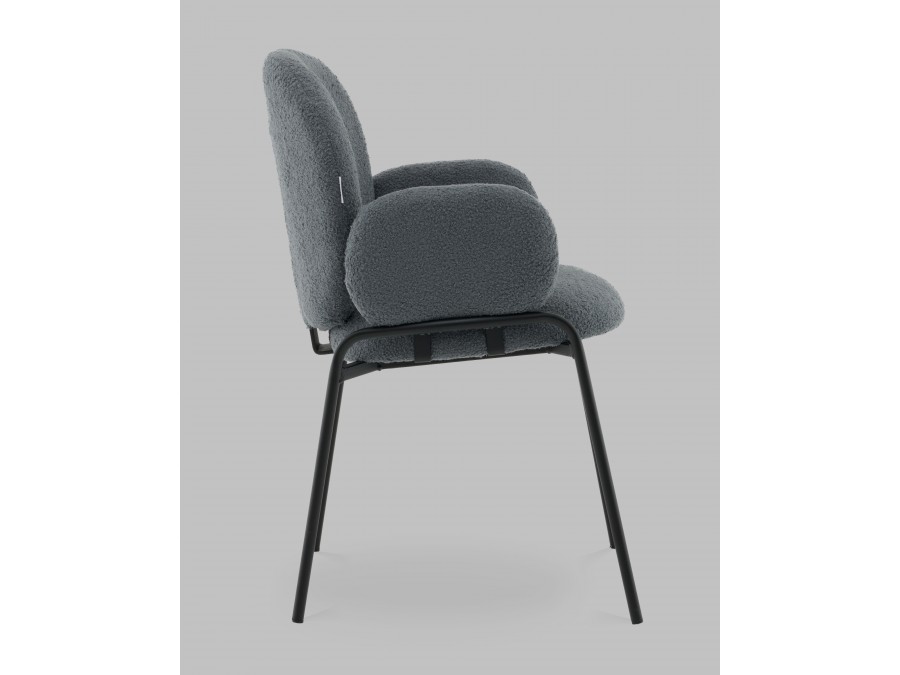 Стул с подлокотниками Моллек букле темно-серый