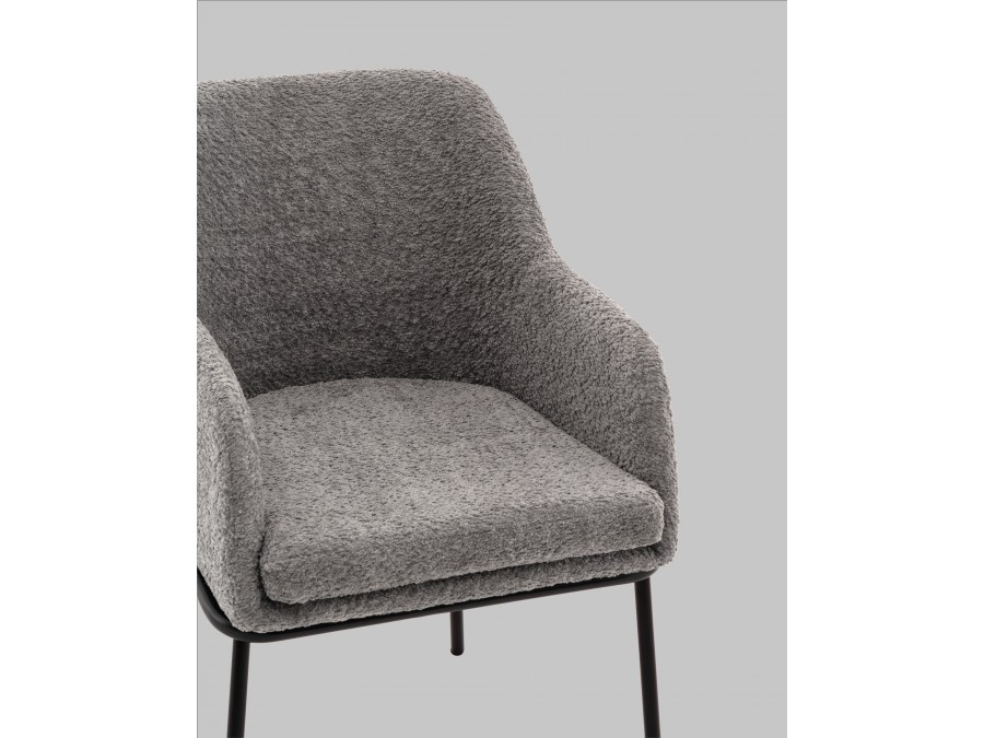 Стул с подлокотниками Кози new ткань букле тёмно-серый