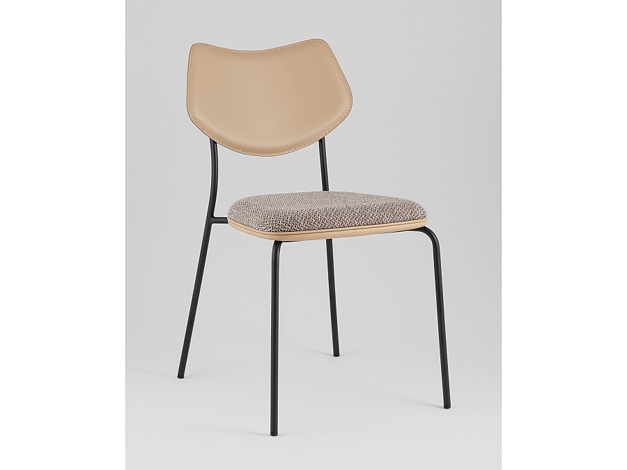 Стул обеденный Casey серо-коричневый с бежевой экокожей