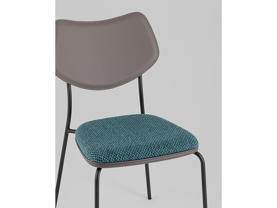 Стул обеденный Casey темно-бирюзовый с серой экокожей