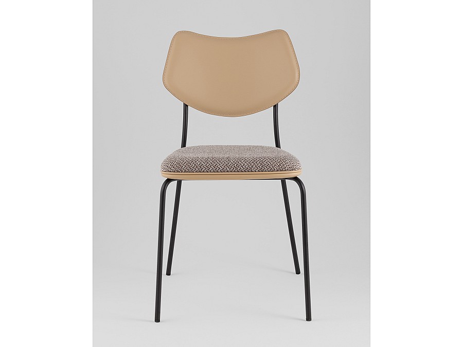 Стул обеденный Casey серо-коричневый с бежевой экокожей