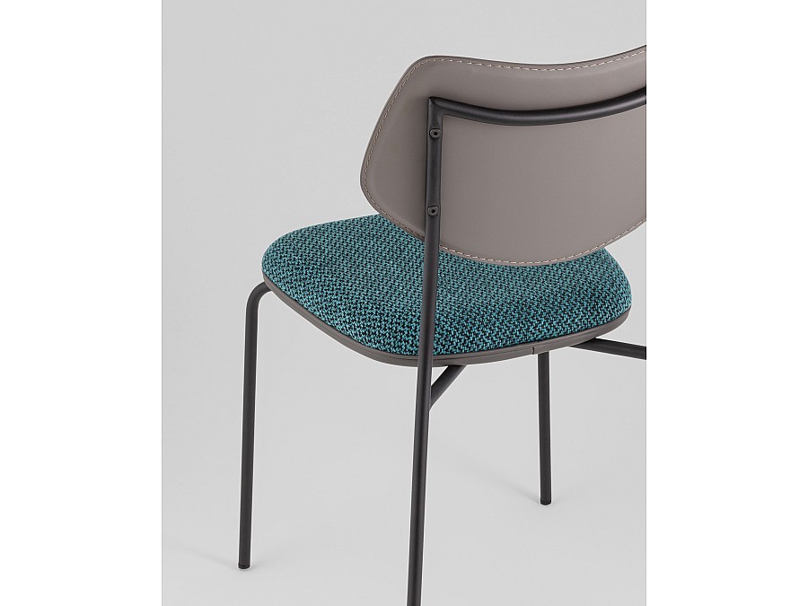 Стул обеденный Casey темно-бирюзовый с серой экокожей