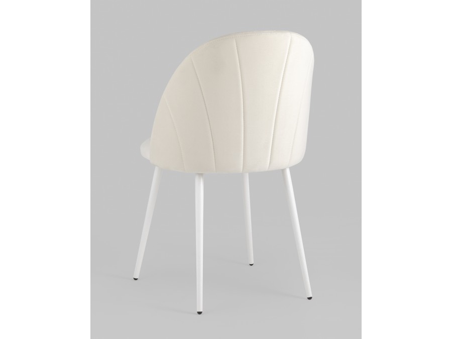 Стул Логан SN велюр молочный белые ножки