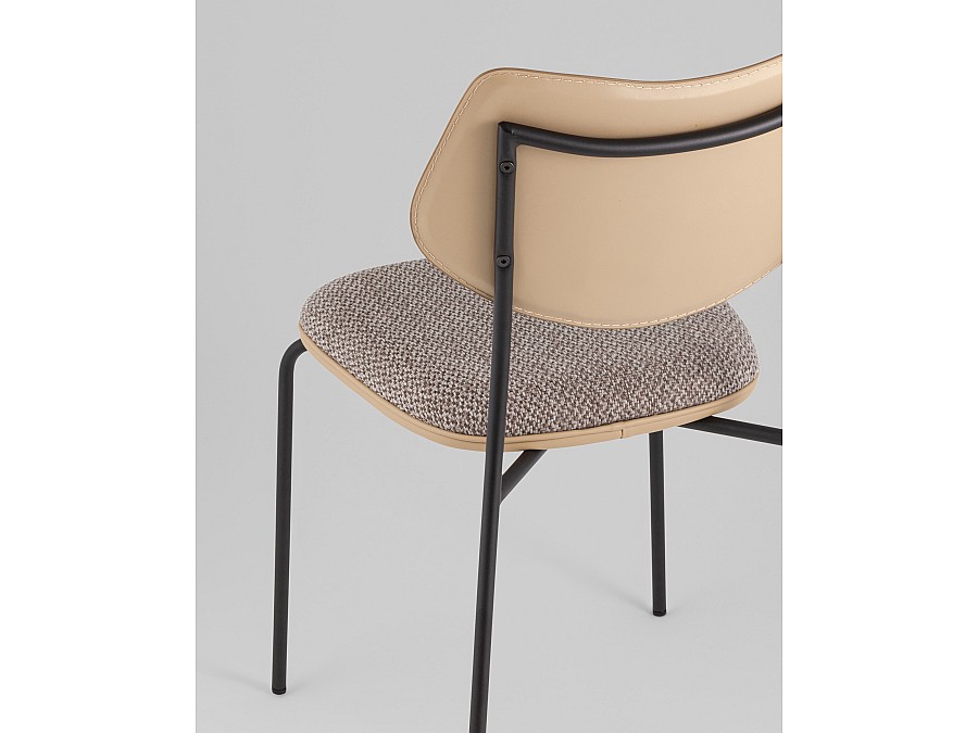 Стул обеденный Casey серо-коричневый с бежевой экокожей