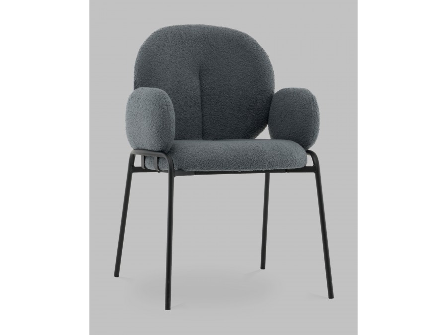 Стул с подлокотниками Моллек букле темно-серый