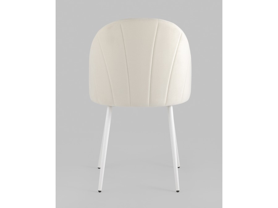 Стул Логан SN велюр молочный белые ножки