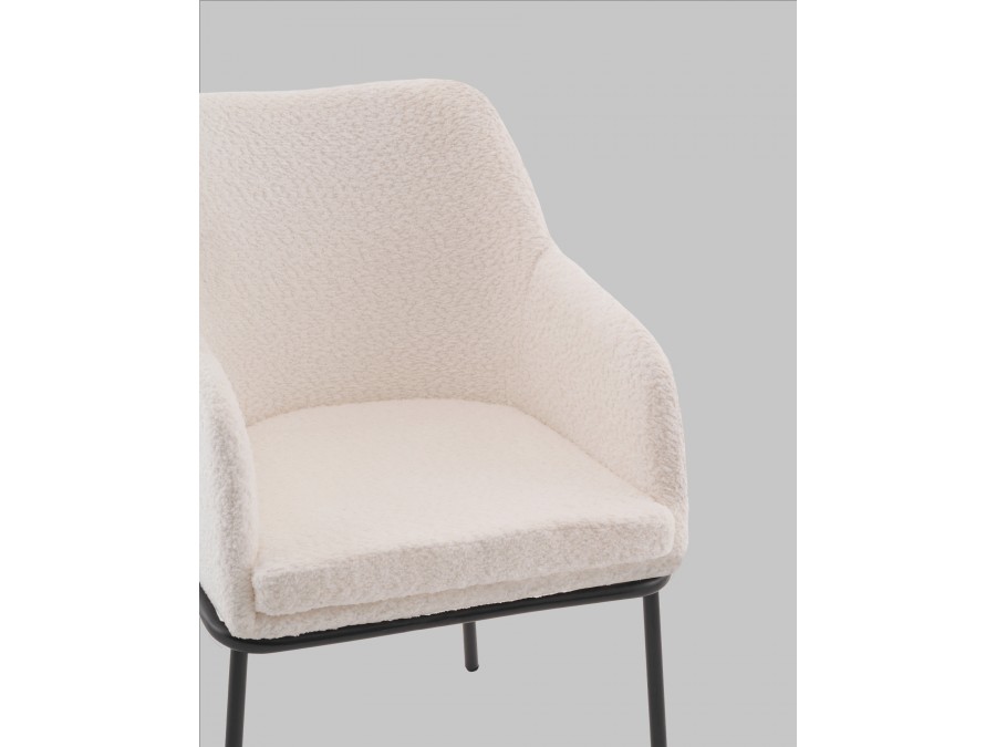 Стул с подлокотниками Кози new ткань букле молочный
