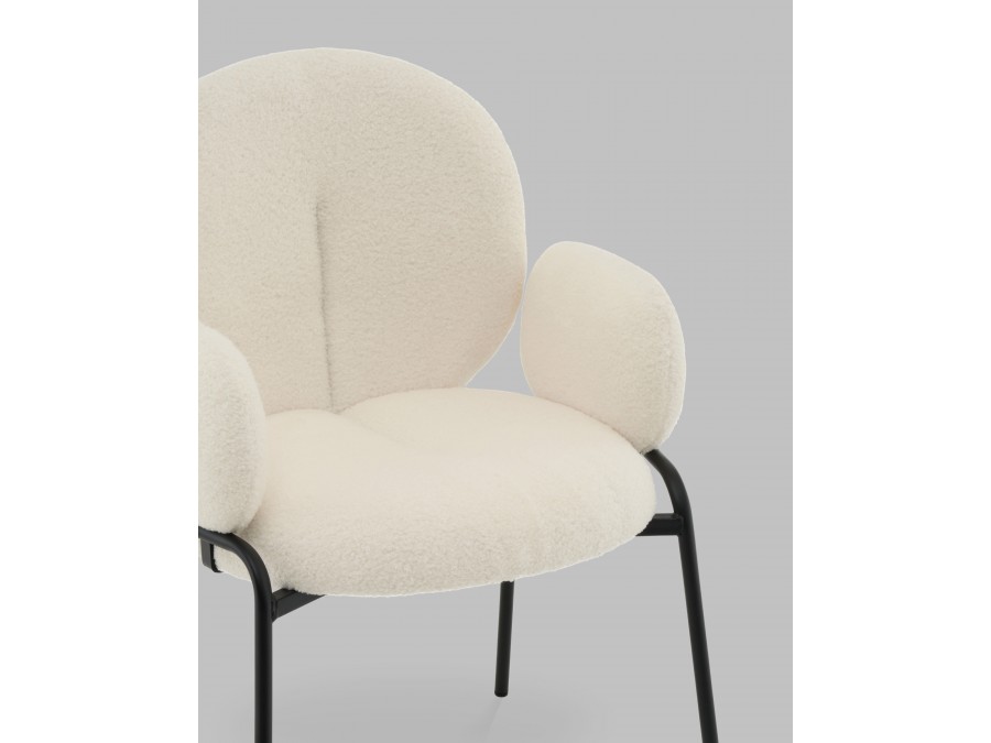 Стул с подлокотниками Моллек букле молочный