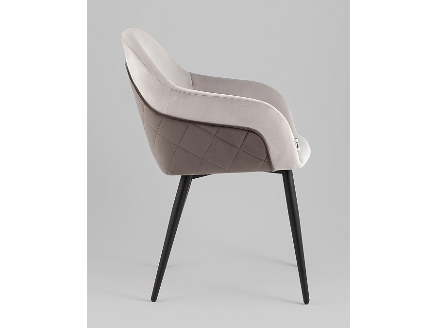 Стул Новел New велюр светло-серый с темно-серой спинкой