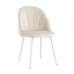 Стул Логан SN велюр молочный белые ножки