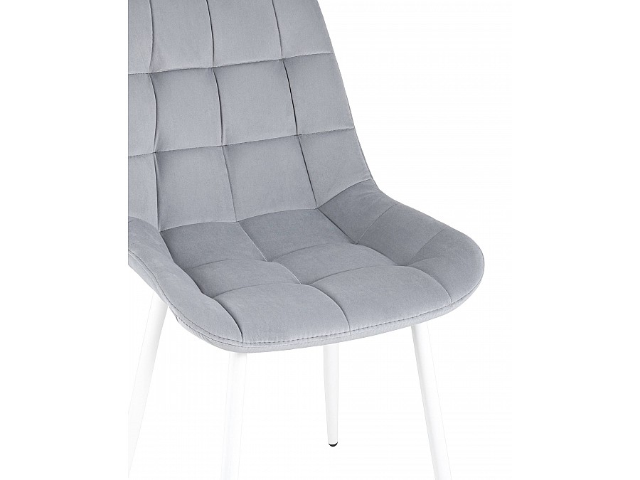 Стул Флекс велюр светло-серый белые ножки