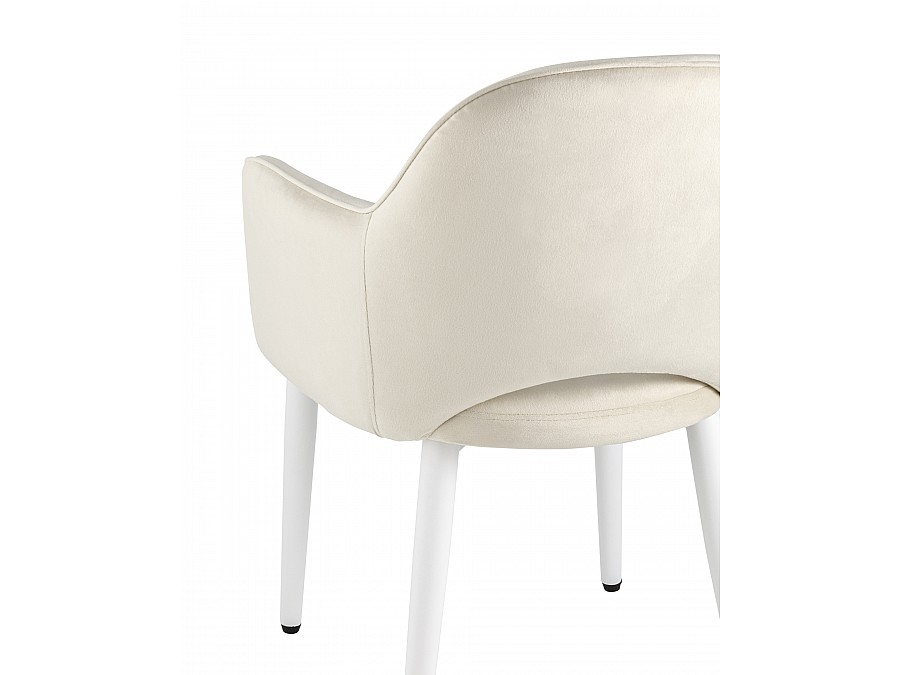 Стул Венера велюр кремовый ножки белые