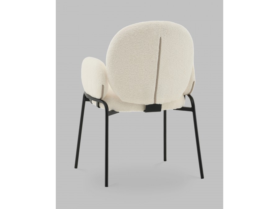 Стул с подлокотниками Моллек букле молочный