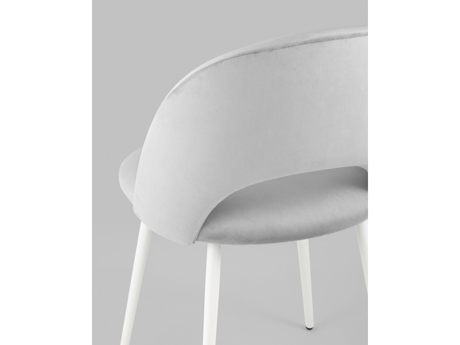 Стул Меган SN велюр светло-серый белые ножки