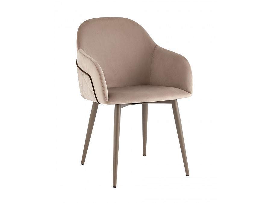 Стул Новел New велюр серо-коричневый, ножки бежево-серые