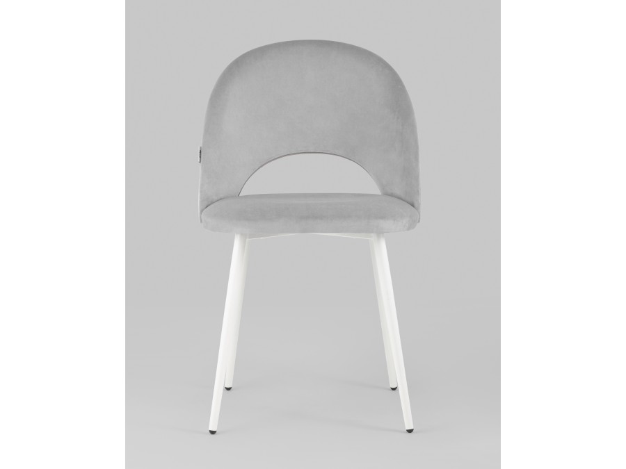 Стул Меган SN велюр светло-серый белые ножки