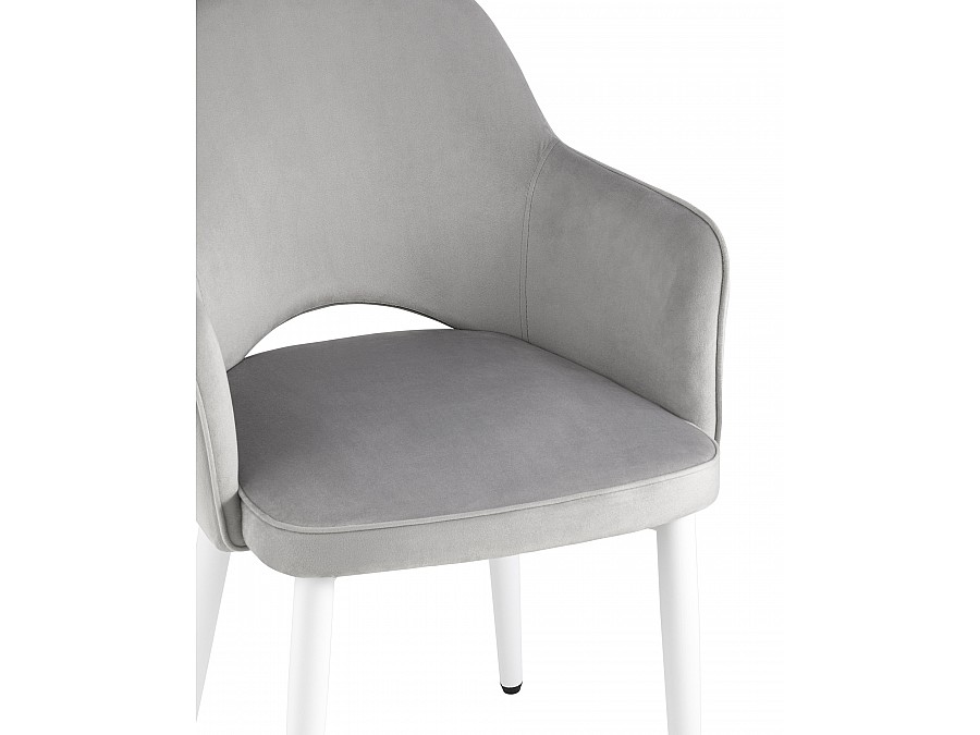 Стул Венера велюр серый ножки белые