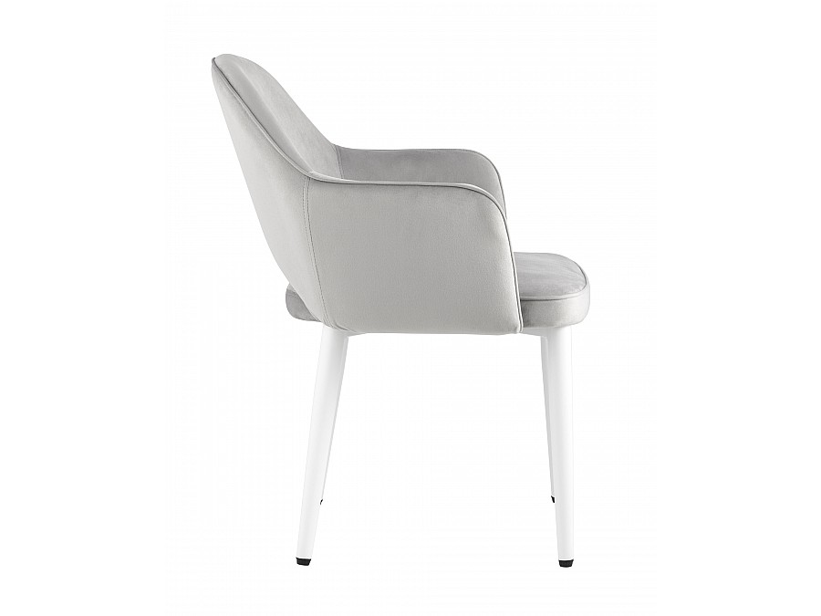 Стул Венера велюр серый ножки белые
