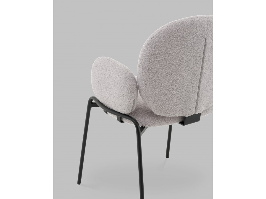 Стул с подлокотниками Моллек букле светло-серый