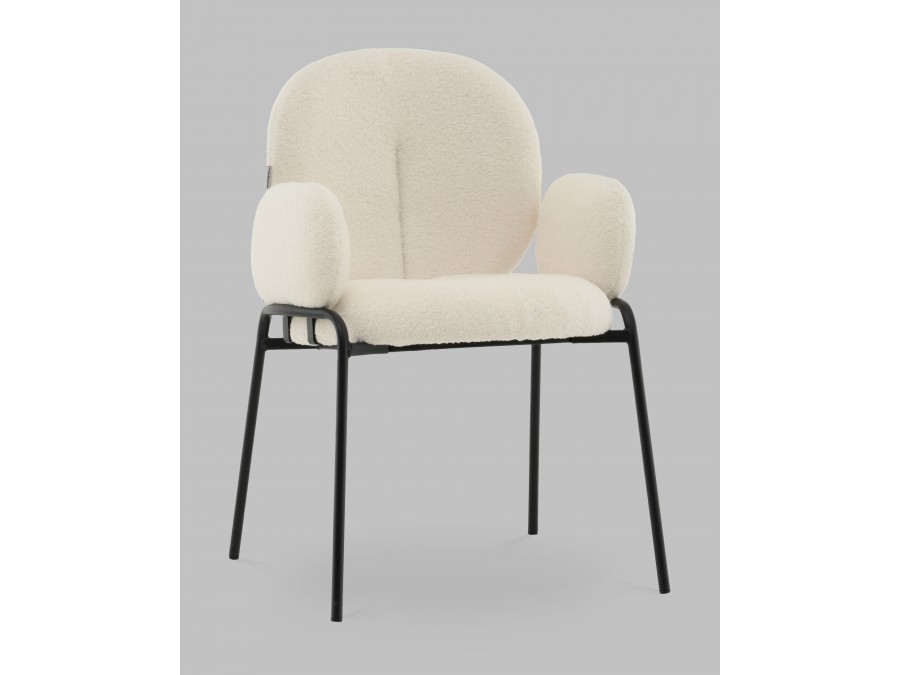 Стул с подлокотниками Моллек букле молочный