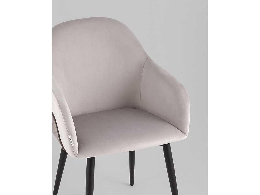 Стул Новел New велюр светло-серый с темно-серой спинкой